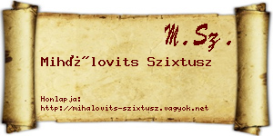 Mihálovits Szixtusz névjegykártya